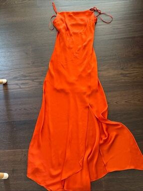 Express Orange Slip Maxi Dress with Spaghetti Straps